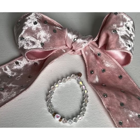 Crystal Iridescent Pink Heart Bracelet