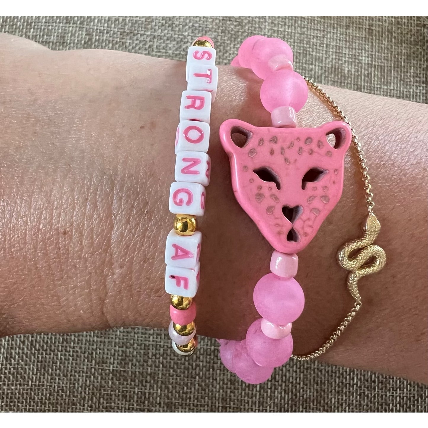 Strong AF Pink Beaded Bracelet