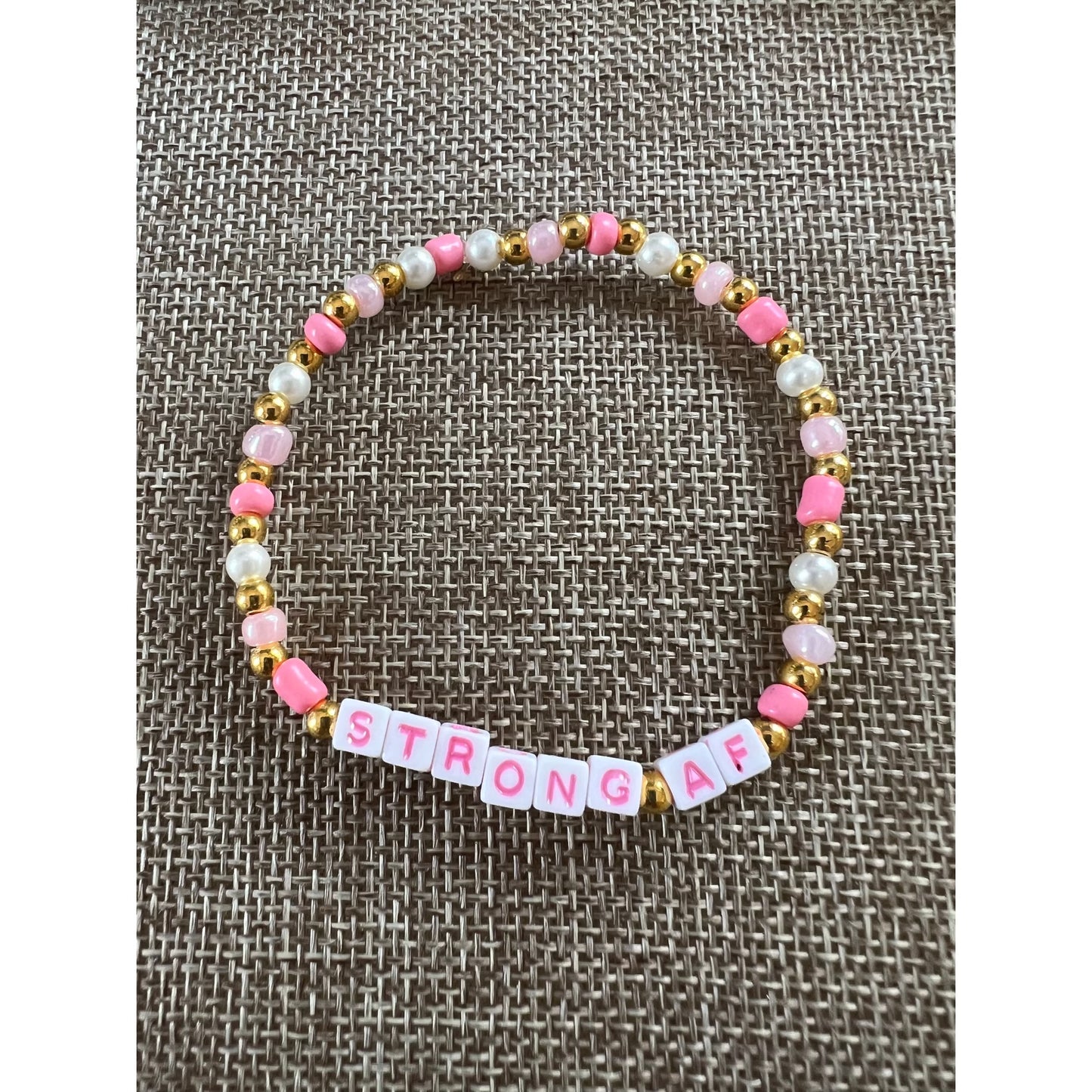 Strong AF Pink Beaded Bracelet