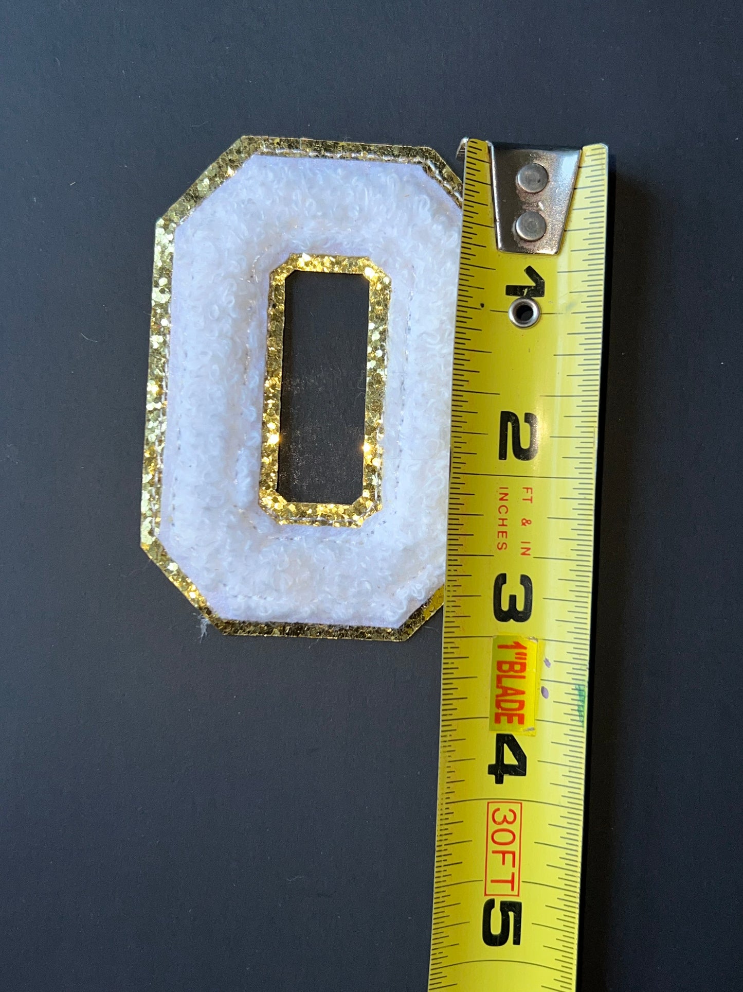 White and Gold Chenille Letter O