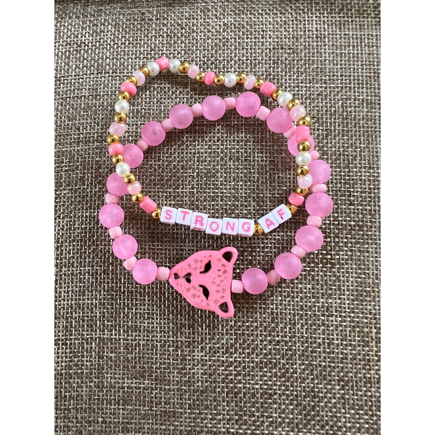 Strong AF Pink Beaded Bracelet