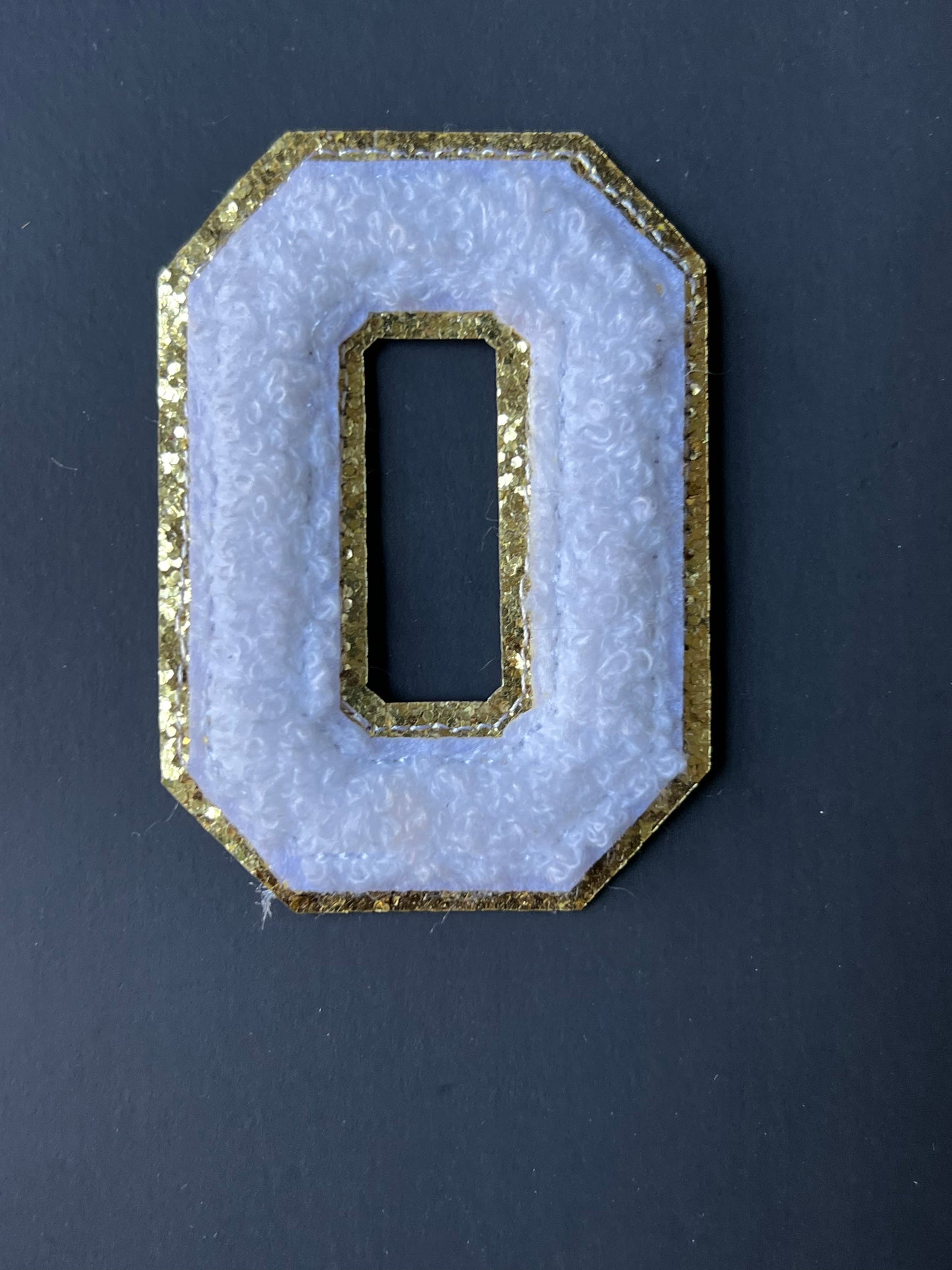 White and Gold Chenille Letter O