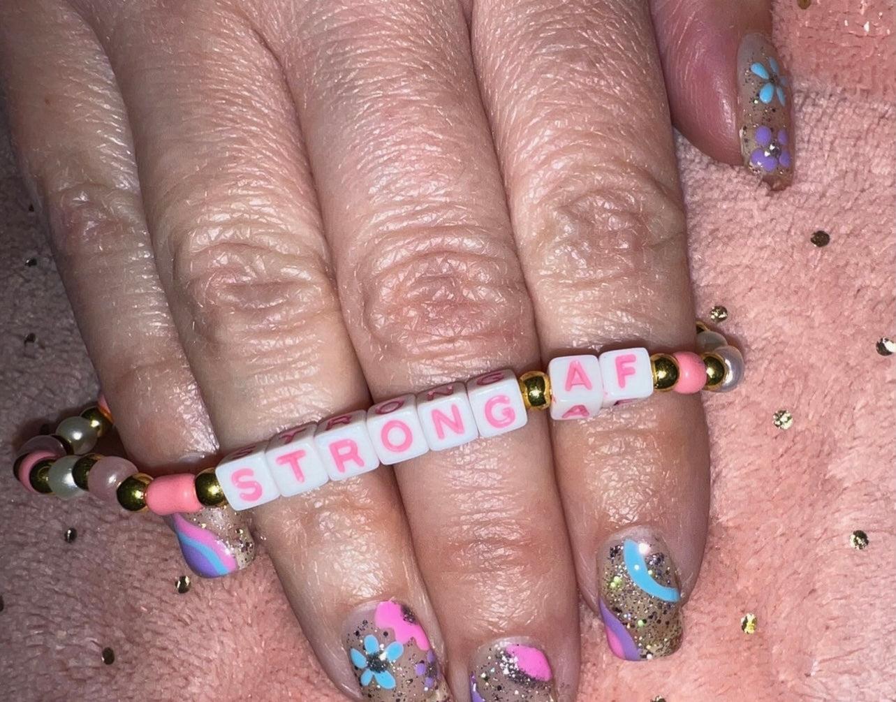 Strong AF Pink Beaded Bracelet