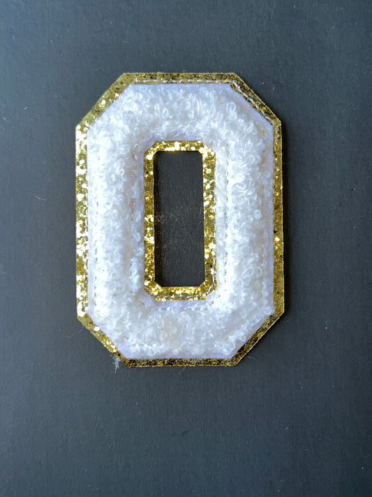 White and Gold Chenille Letter O